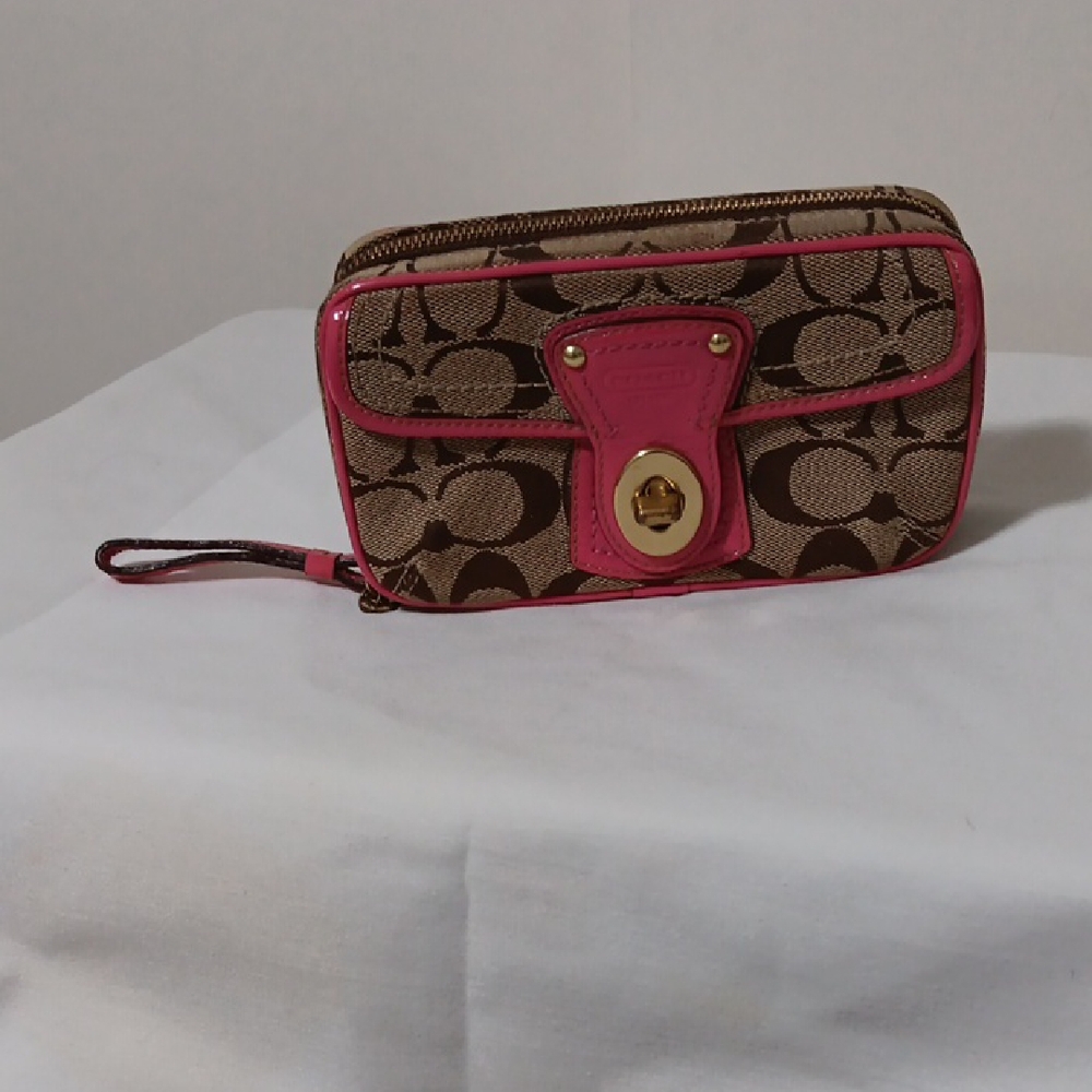 COACH Vintage JEWELRY TRAVEL CASE  Pink & Tan with Monogram Design